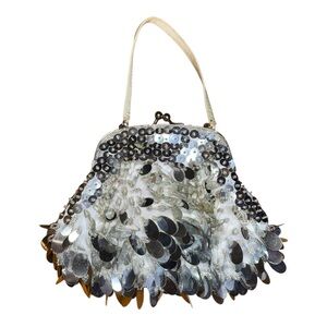 La Regale Vintage Silver and Gold Sequin Handbag